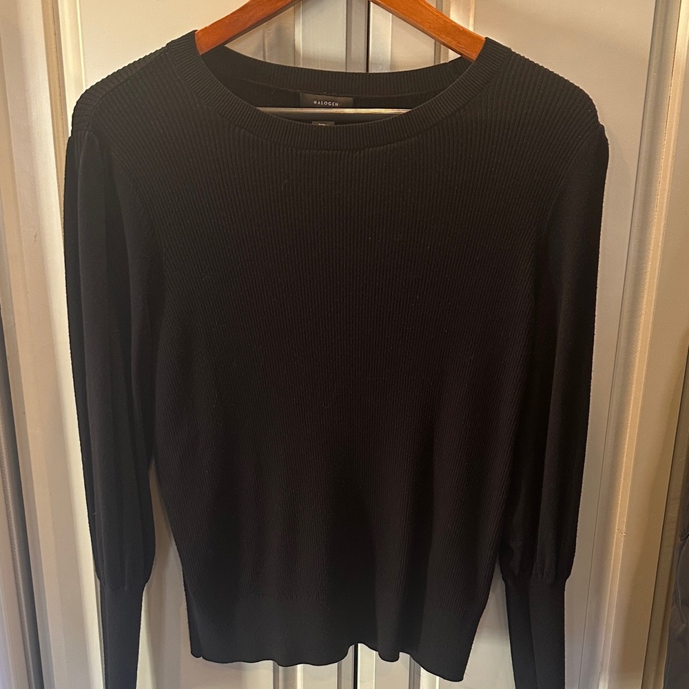 Halogen Black Ribbed Long Sleeve Sweater